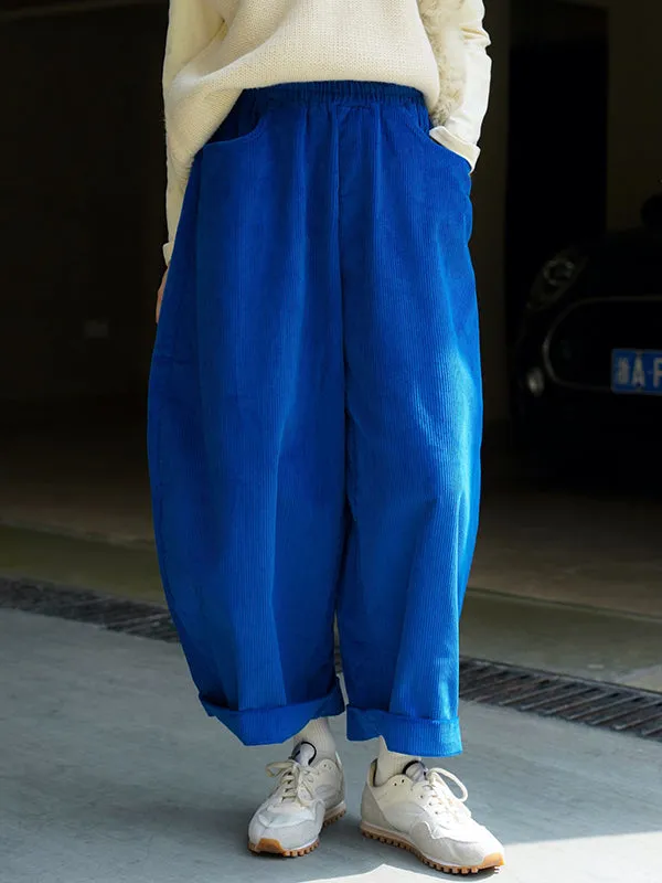 Vintage Corduroy Wide Leg Loose Solid Color Pants