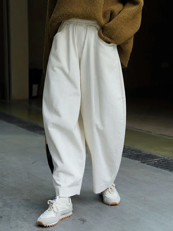 Vintage Corduroy Wide Leg Loose Solid Color Pants