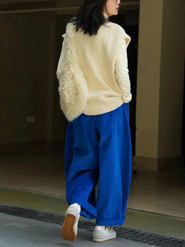Vintage Corduroy Wide Leg Loose Solid Color Pants