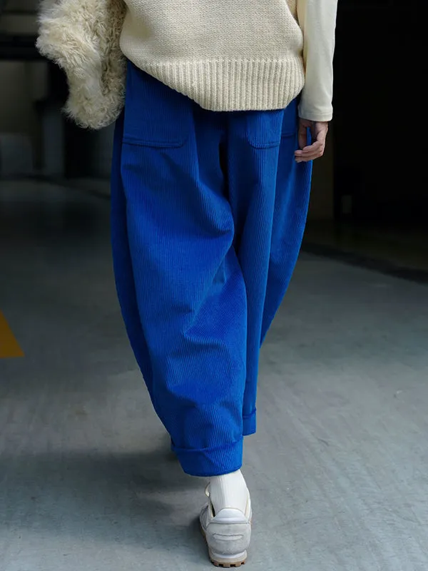 Vintage Corduroy Wide Leg Loose Solid Color Pants