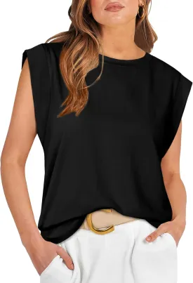 WIHOLL Cap Sleeve Tops for Women Summer Top Basic Tee Shirts Casual Tank Loose Fit 2025 Fashion