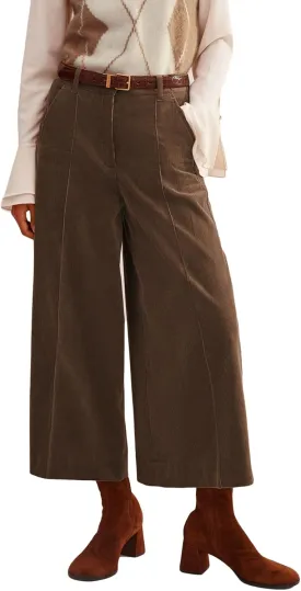 Women's High Waisted Wide Leg Corduroy Pants Loose Comfy Ankle Length Trousers Trendy Palazzo Pants with Pockets