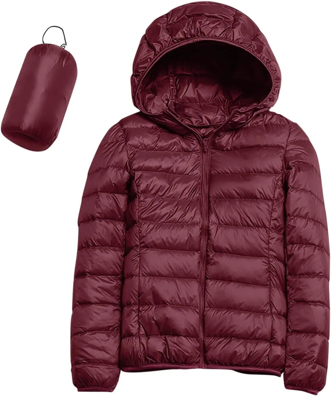 Womens Puffer Jacket 2024 Winter Warm Packable Down Jacket Lightweight Slim Fit Hooded Jackets Short Duck Down Coats