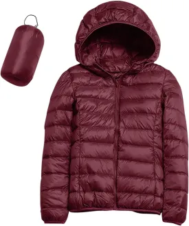 Womens Puffer Jacket 2024 Winter Warm Packable Down Jacket Lightweight Slim Fit Hooded Jackets Short Duck Down Coats