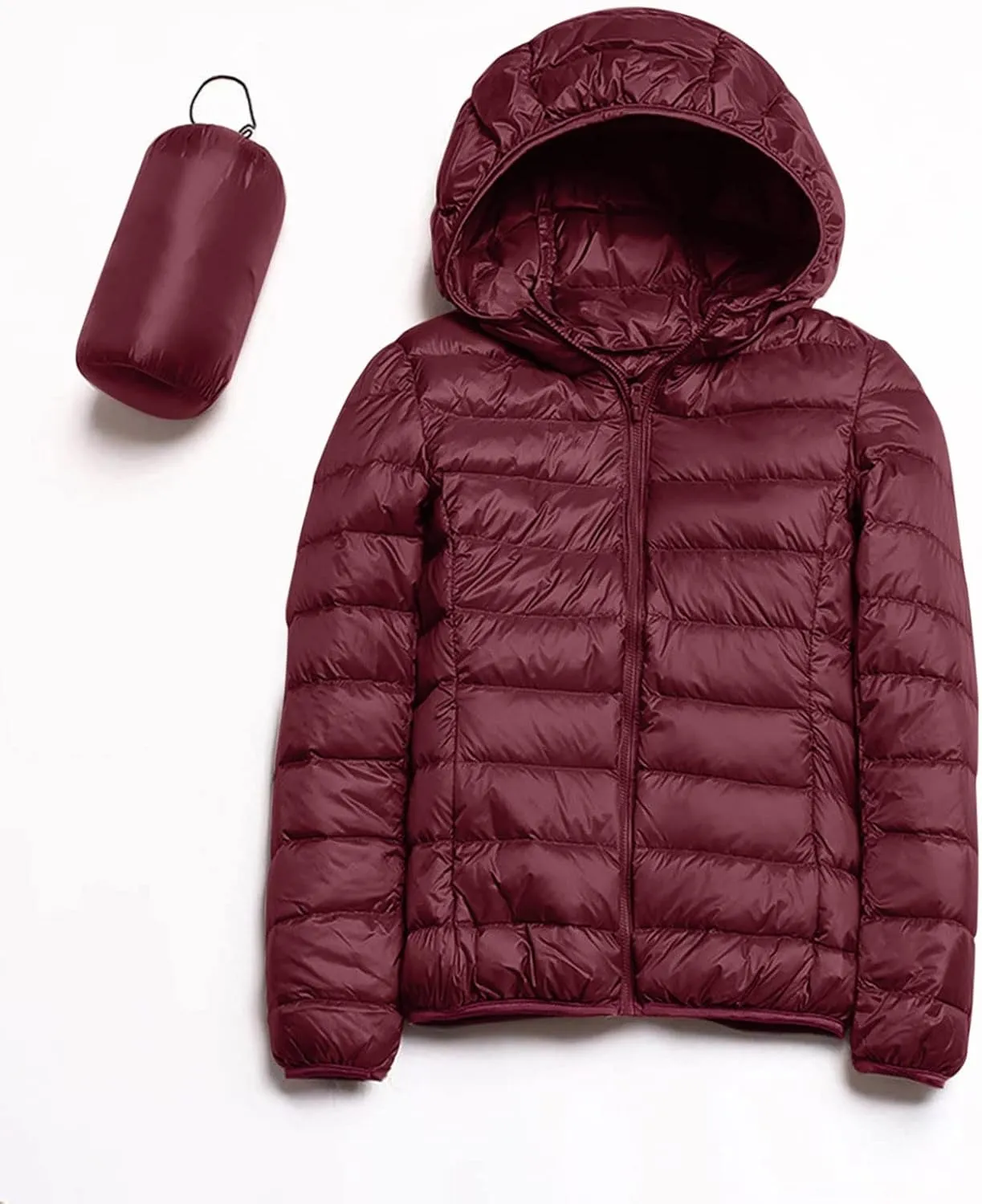 Womens Puffer Jacket 2024 Winter Warm Packable Down Jacket Lightweight Slim Fit Hooded Jackets Short Duck Down Coats