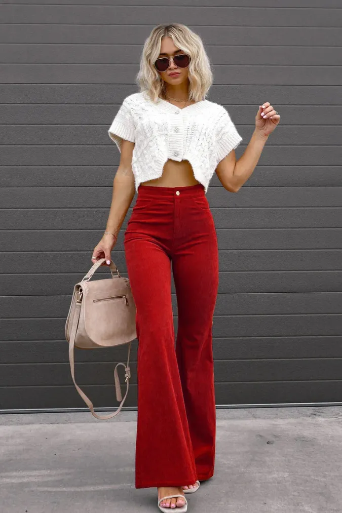 Women's Vintage High Waisted Corduroy Flared Jeans | Perfect for All Seasons