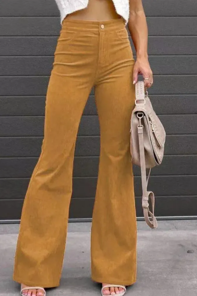 Women's Vintage High Waisted Corduroy Flared Jeans | Perfect for All Seasons