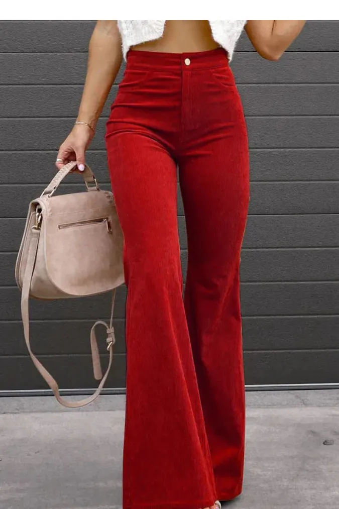 Women's Vintage High Waisted Corduroy Flared Jeans | Perfect for All Seasons