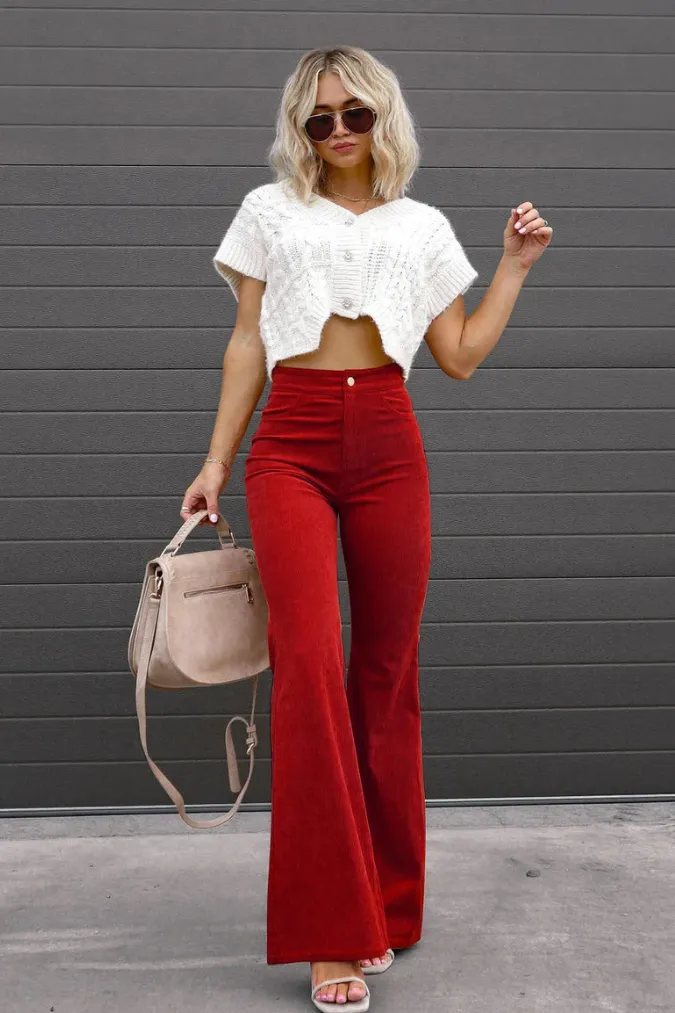 Women's Vintage High Waisted Corduroy Flared Jeans | Perfect for All Seasons