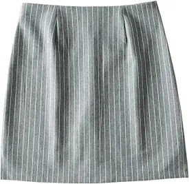 Womens Y2K Pinstripe Casual Pencil Skirts Mini Length Office Work Short Bodycon Skirts