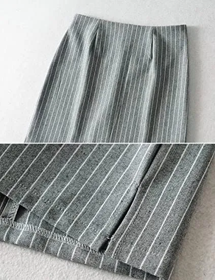 Womens Y2K Pinstripe Casual Pencil Skirts Mini Length Office Work Short Bodycon Skirts