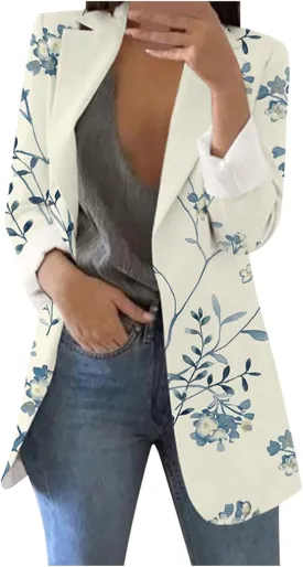 ZEFOTIM Blazers for Women Print Light Weight Trendy Trench Coats Ladies Work Professional Fashion Casual Jackets