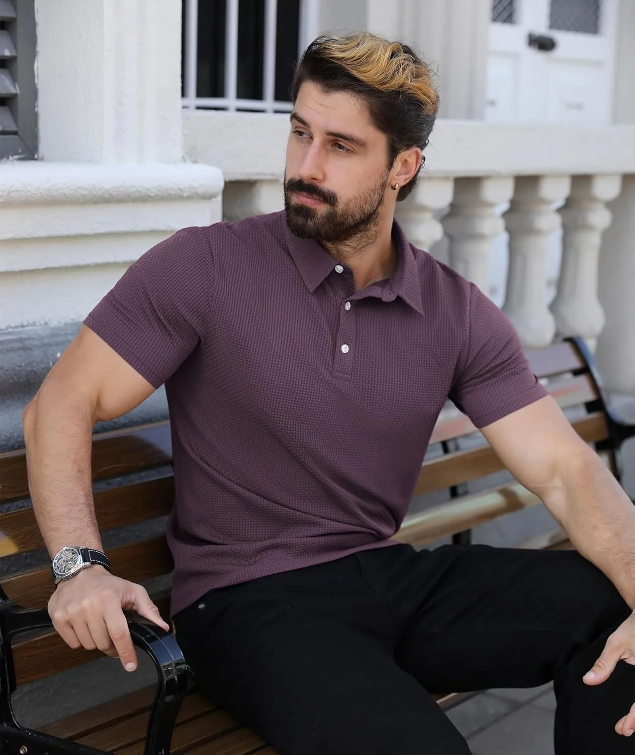 ZITY Mens Polo Shirts Short Sleeve Athletic Golf Polos Moisture Wicking Casual Polo Shirts for Men Jacquard Collared T Shirts