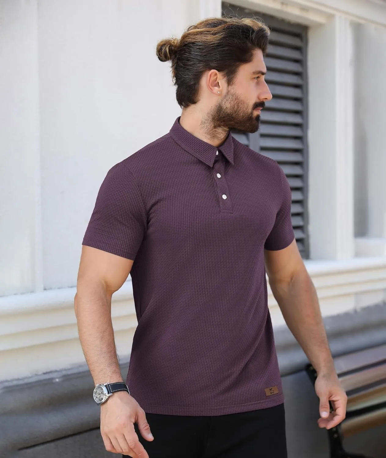 ZITY Mens Polo Shirts Short Sleeve Athletic Golf Polos Moisture Wicking Casual Polo Shirts for Men Jacquard Collared T Shirts