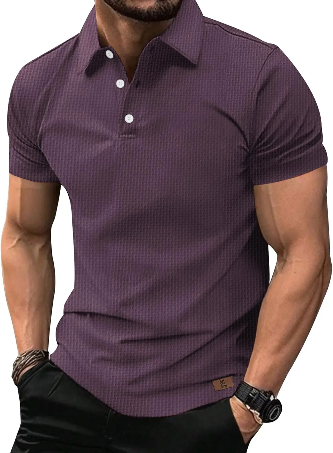 ZITY Mens Polo Shirts Short Sleeve Athletic Golf Polos Moisture Wicking Casual Polo Shirts for Men Jacquard Collared T Shirts